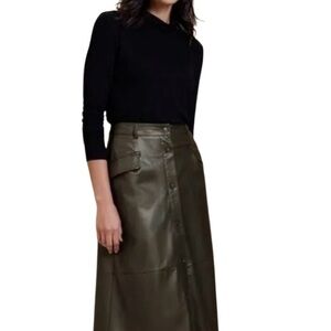 Banana Republic Black Vegan Leather A-Line Skirt